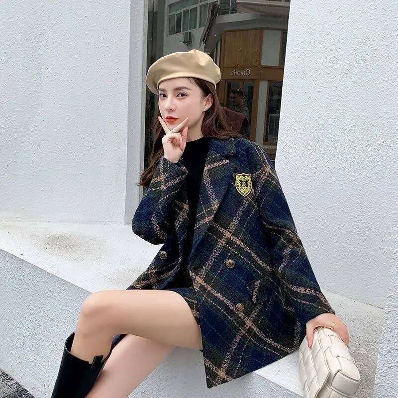 Mardi Hefxessdr Fashion Autumn and Winter New Korean Plaid Tweed Jacket Age Reducing Skirt Elegant Women s Two piece Suit - view 3