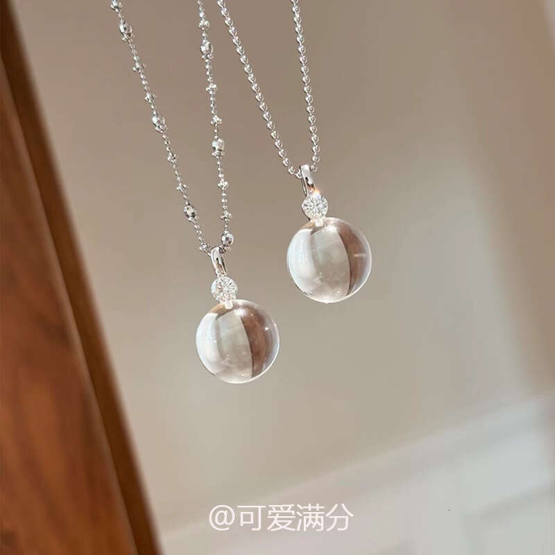 Fashion Ice Transparent White Crystal Bulb Necklace Cool Sensation Personality Light Luxury Temperament Clavicle Niche High-end Sense Neck Chain