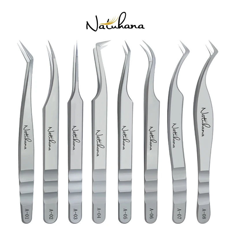 NATUHANA Eyelash Extensions Tweezers Lash Artists High Precision Stainless Steel Superhard Anti-Static Tweezers Makeup Tools 251231