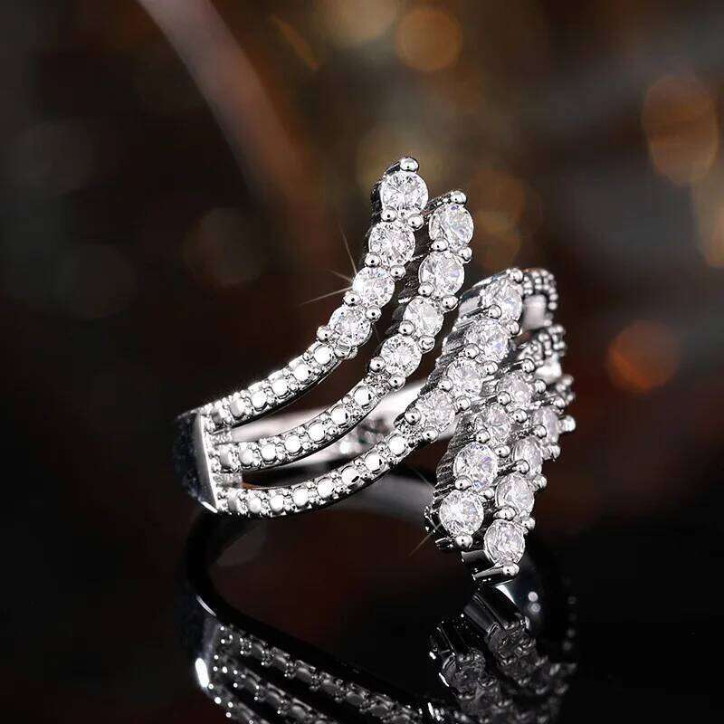 Wedding Rings for Women Crystal Cubic Zircon Luxury Silver Female Ring Fashion Contracted Design Jewelry