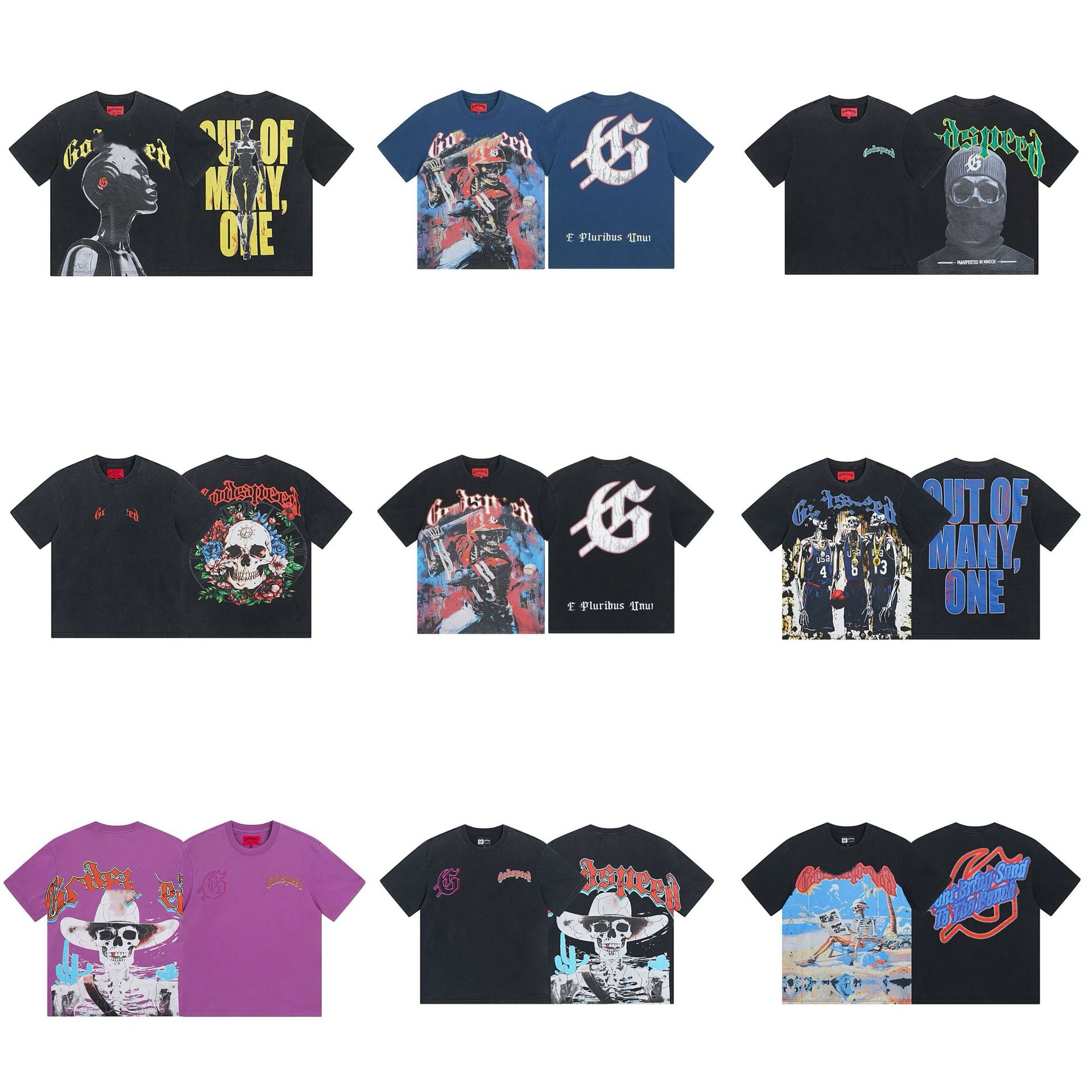 Designer mens t shirt god speed hip hop tee beach hipster fabric printing men women street casual washed black high-quality short