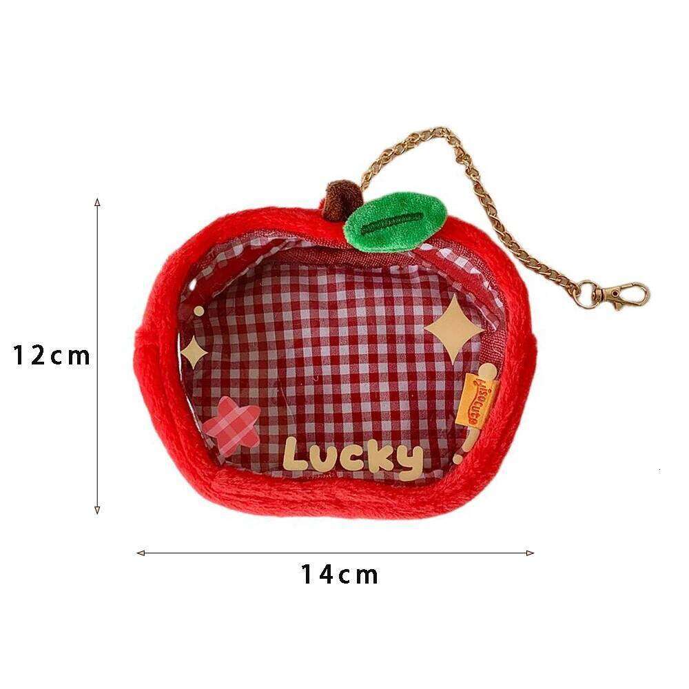 INS Korean Red Apple Accessories Cute Fashion Transparent PVC Doll Storage Bag Student Backpack Pendant Girls Gifts XJ260106