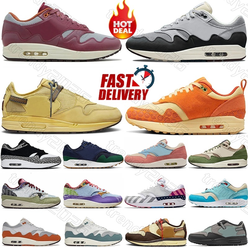 Trainers 1 87 Men Women Running Shoes Patta Aqua Black White Gray Sport Red Tennis Sports Shoe Noise Monarch Baroque Cave Stone Saturn Atomic Teal Outdoor Sneakers