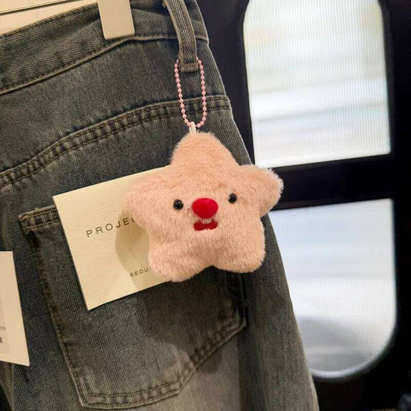 Cute Plush Star Bag Pendant Christmas Tree Hanging Decoration Girls Student Keychain Backpack Hangings DIY Accessories Ornaments XJ260106