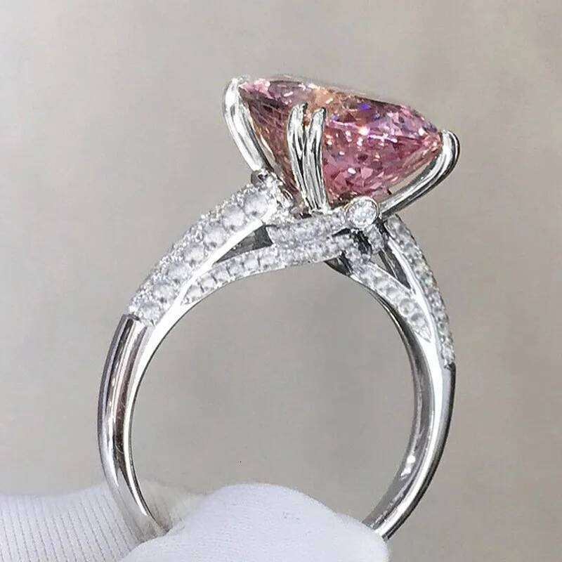 Rings for Women Pink Cubic Zirconia New Wedding Engagement Band Accessories Luxury Trendy Lady Jewelry Gift