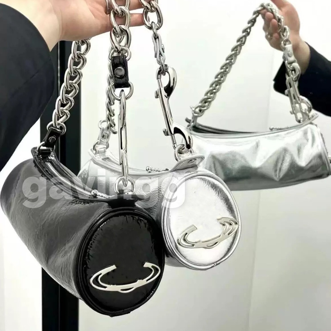 Luxury Bag Designer Shoulder Bag Saturn Cylindrical Bag Coarse Chain Check Shoulder Bag Handheld Underarm Bag Vintage Baguette Bag Women's Trendy Saturn Pattern Bag