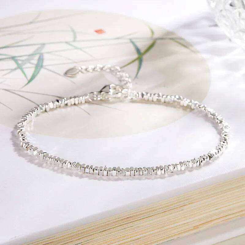 925 Sterling Crushed Silver Bracelet For Women Girl Gift Irregular Jewelry Accessories Dropshipping Wholesale