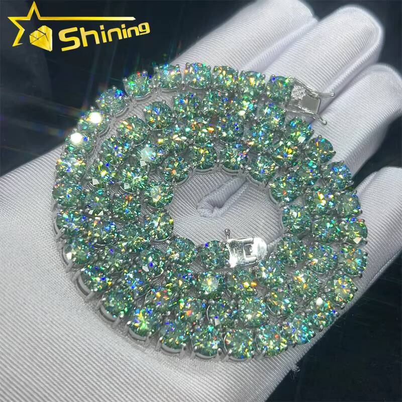 Hot Sale Green Moissanite Tennis Chain Fine Jewelry S925 Tennis Chain Bracelets necklace Custom Moissanite Jewelry