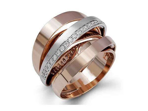 Creative multi-layer twining Stainless Steel Wedding Rings For Women Vintage rose gold silver color engagement ring jewelry
