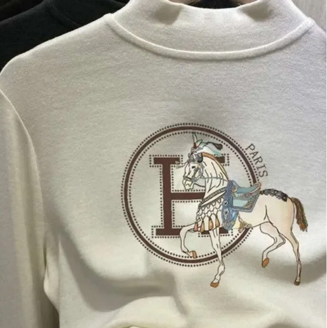 Fleece Half Polo/Turtle Neck Base Layer Women's Clothing Autumn/Winter Style Thickened Warm Sleeves T-Shirt Inner Top