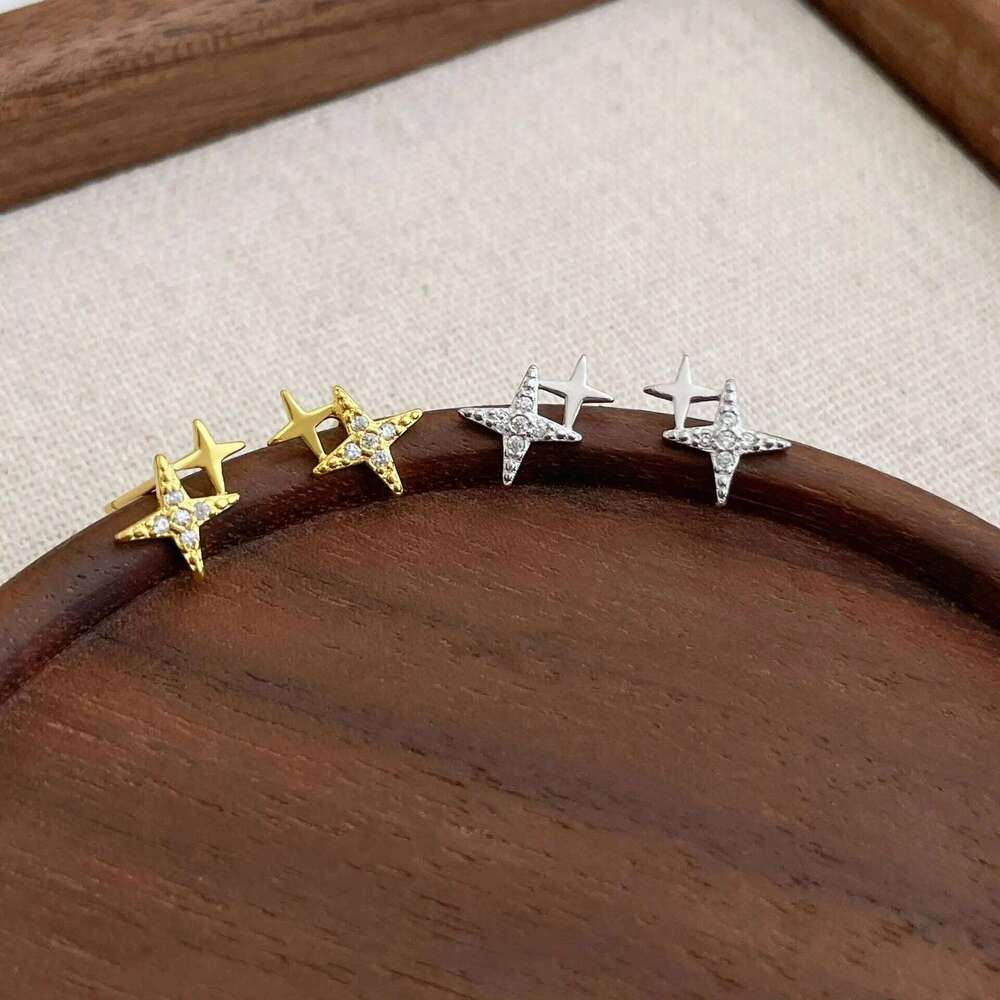 Sam Panda 925 Sterling Silver Stars Zircon Earrings for Women Cute Trend Romantic Aesthetic Minimalist Jewelry Gift Dropshipping