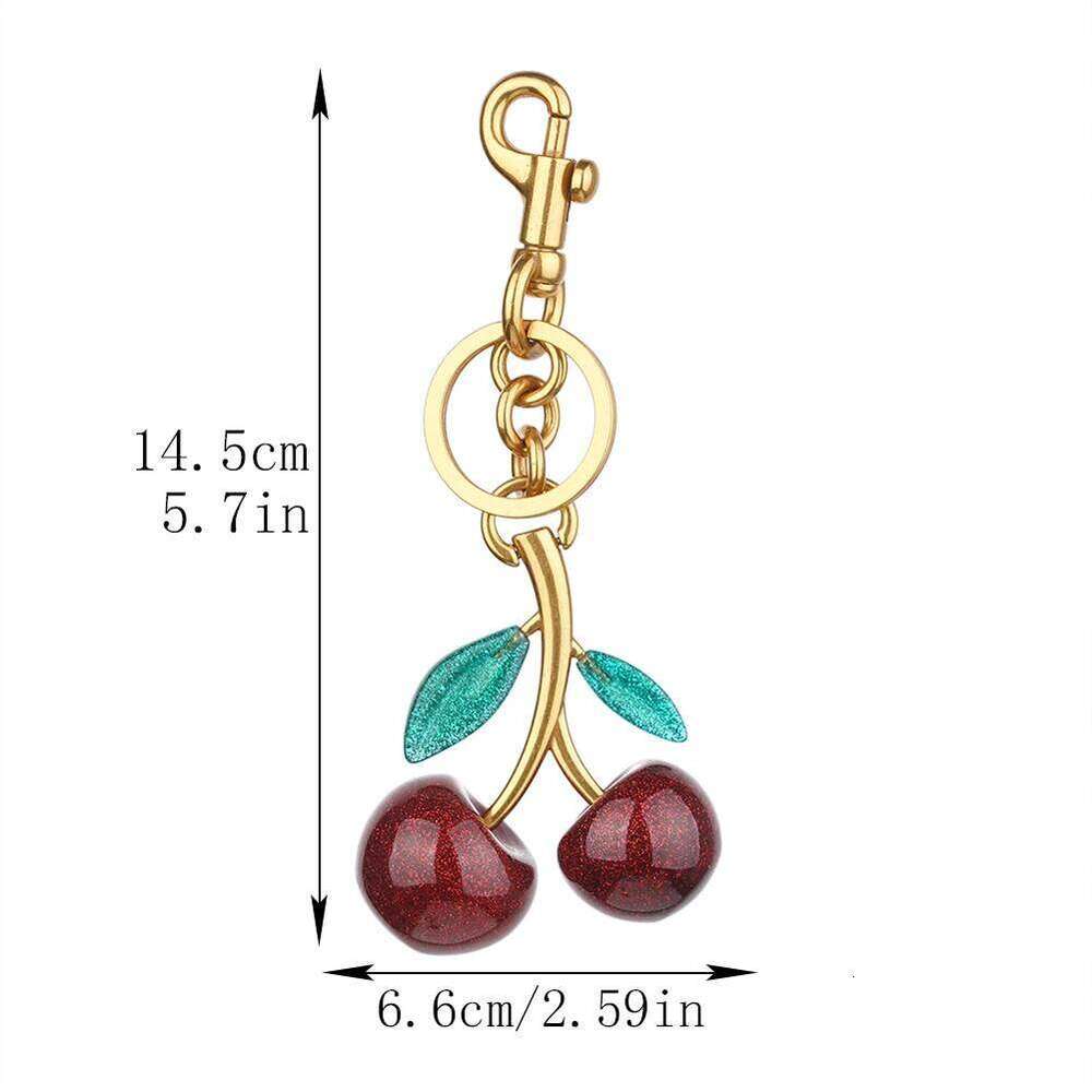 New Red Keychain Charm For Women's Handbag Internet-famous Crystal Cherry Pendant High-Grade Bag Accessories XJ260106
