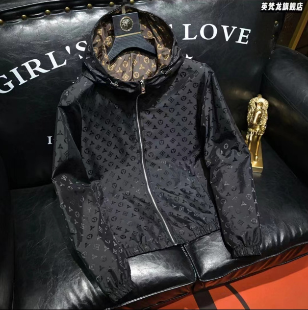 Luxury Jacket 2026 Spring New Men's Hooded Print Jacket, European Style Zip-Up Casual Coat, Slim Fit Trendy Bestseller Outerwear