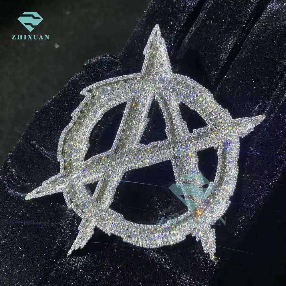 Hip Hop 925 Sterling Silver Iced Out VVS Moissanite Letter Custom Mossinate Initial Men Chain Charm Pendant