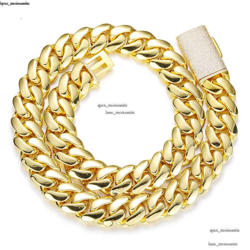 12mm-20mm Hip Hop Heavy Large Miami Cuban Link Chain Mens Necklace Real Gold Plated topBling 5A Zircon Clasp Men Jewelry e7