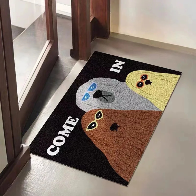Funny Cats Entrance Doormat Dogs Anti-slip PVC Floor Mats Easy Clean Entry Porch Hallway Entryway Home Decor Dust Removal Carpet 260104 M260207