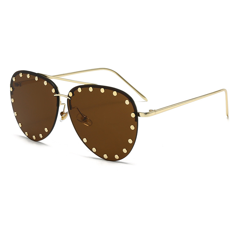Designer Sunglasses Men Women Sunglasses Polarized Sunglasses Metal Rivet Double Beam Sunglasses Luxury Goggle Pilot Alloy Frame UV400 Eyewear K709