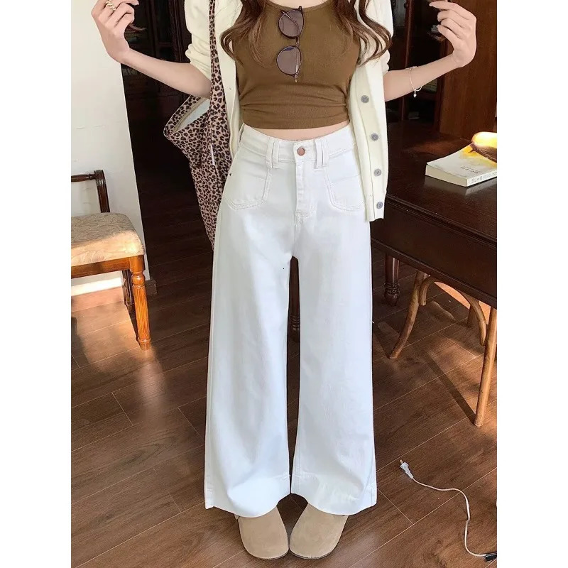 Womens High Waist Wide Leg Jeans Vintage Baggy Denim Pants With Pockets Comfortable Straight Streetwear Fashion Trousers 260106