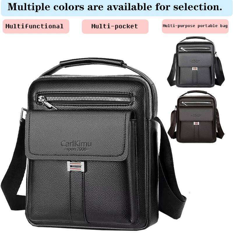 Men's Multi-Color Leather Crossbody Bag, Multifunctional, Multi-Pocket, Business/Casual, Stylish & Practical