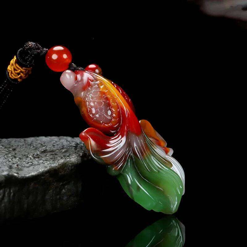 Natural Colorful Jade Rich Goldfish Have Been More Than Men's and Women's Sweater Chain Pendants for Years XJ260106