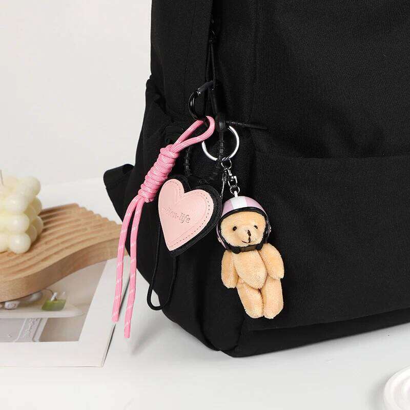 New 1PC Cute Helmet, Pendant, Bag Accessory, Motorcycle Bear Doll, Keychain, Small Pendant XJ260106