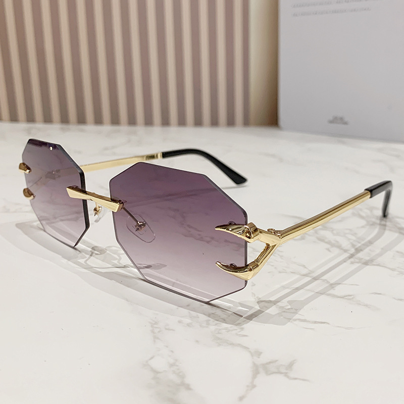 Devil Claw Personality Octagonal Frameless Cut Edge Fashion Gradient Color Cross-border Sunshade Sunglasses