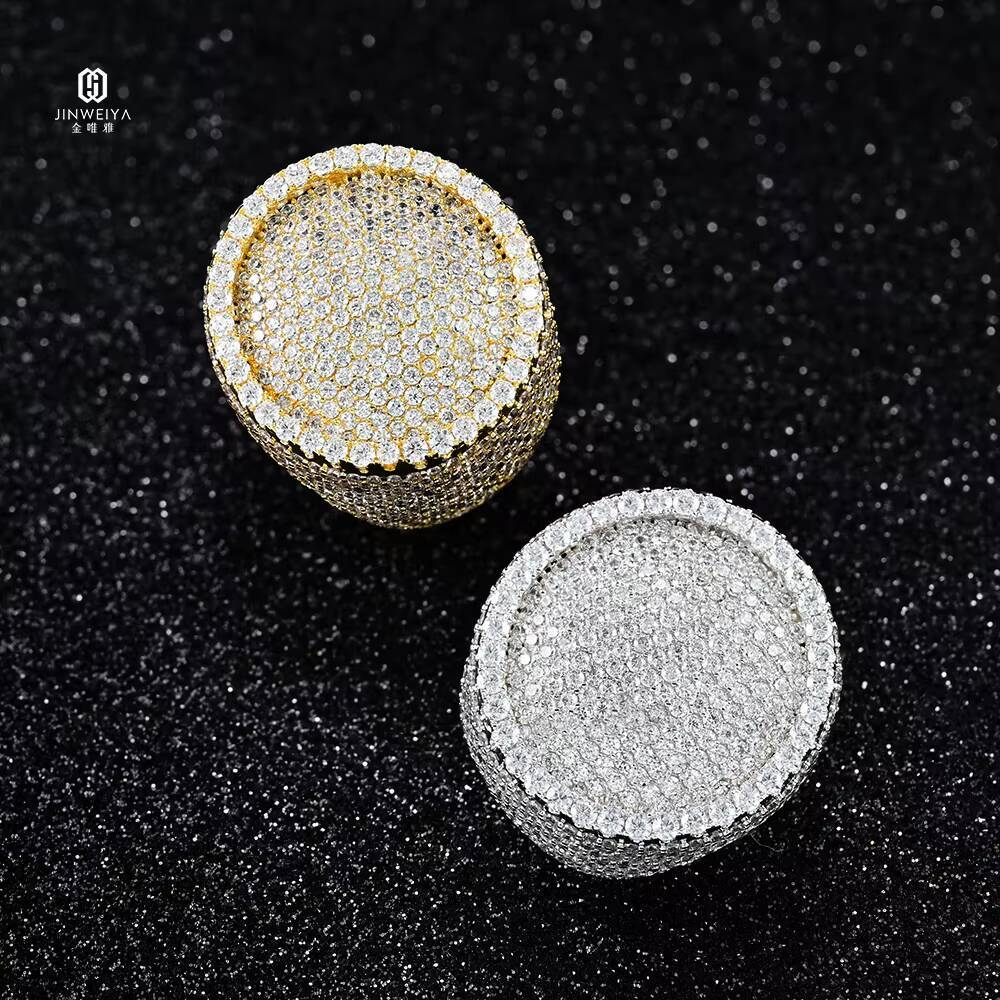 Mens Moissanite Ring Solid 925 Silver Hip Hop Jewelry Luxury Iced Out Pass Diamond Tester Cuban Ring