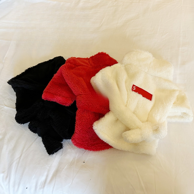 Designer Clothes Brand Bathrobe Soft Coral Fleece Dog Fast Drying Coat Super Absorbent Pet Towel Robe Thickened Night Gown for Small Dogs Red A798 Fre