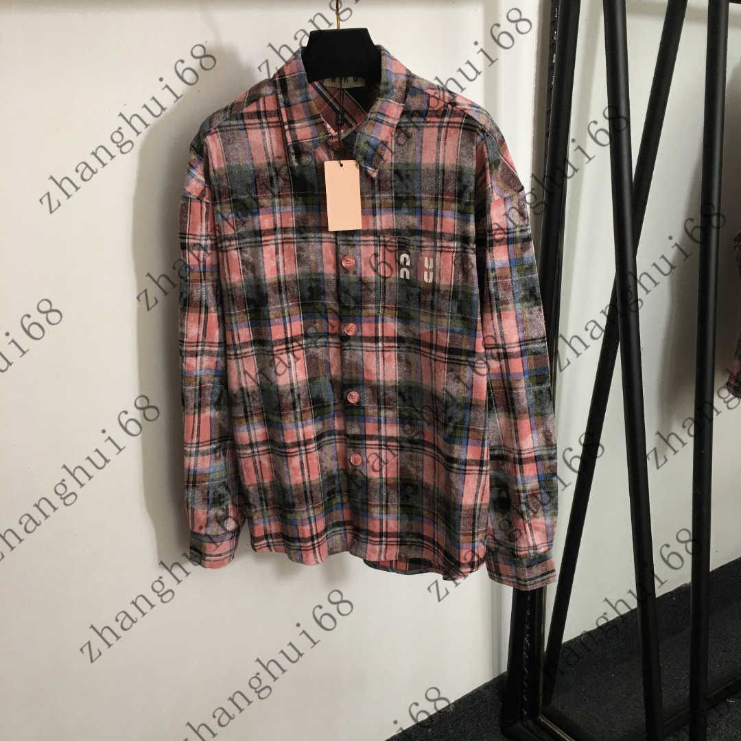 Fashion women shirt high quality girls coat designer clothes women Color-blocked plaid distressed print long-sleeved pure cotton shirt ropa de mujer A127X03N000