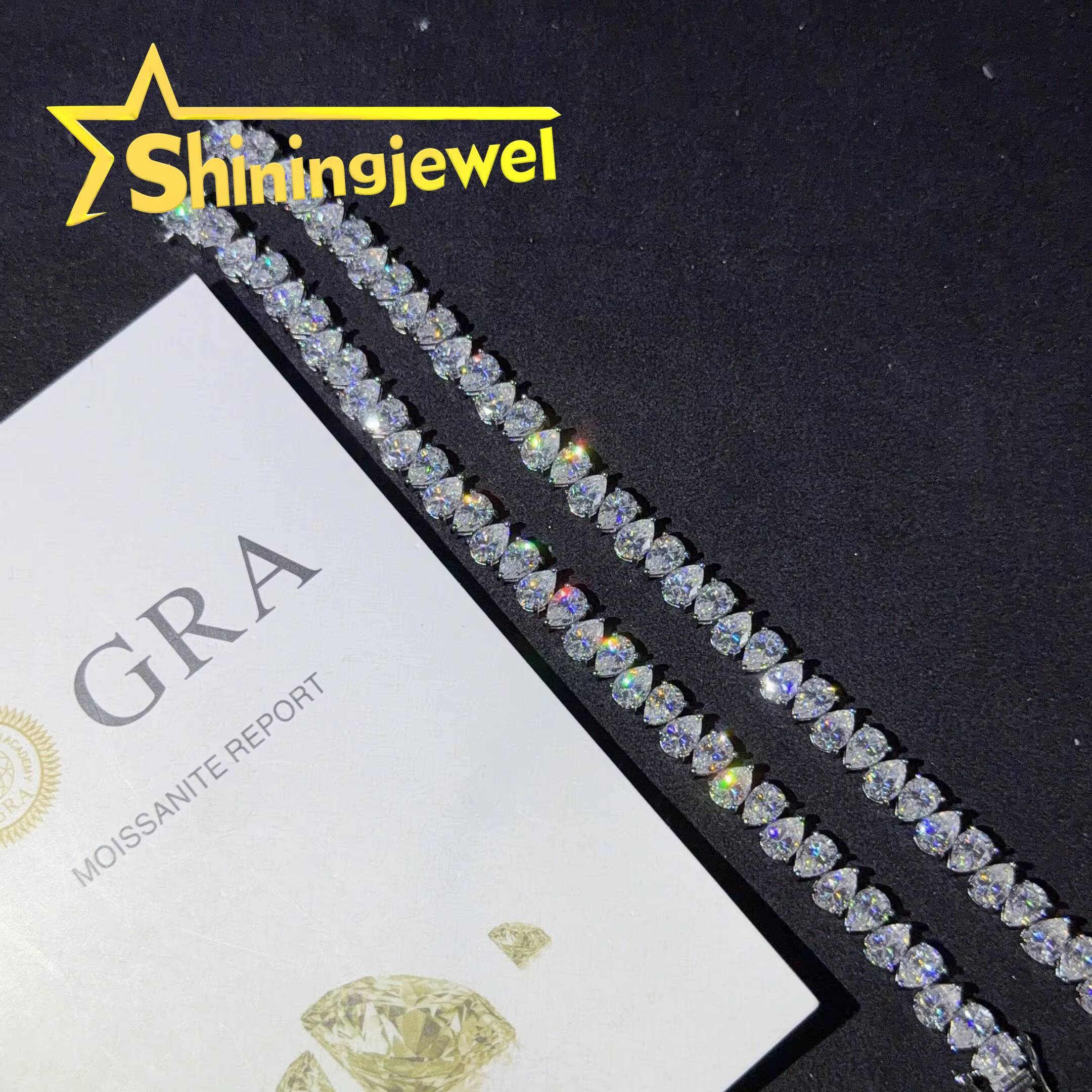 Fashion Jewelry Pear Cut Iced Out 57MM Tennis Bracelet 925 Silver Moissanite Diamond Tennis Bracelet Pass Diamond Test