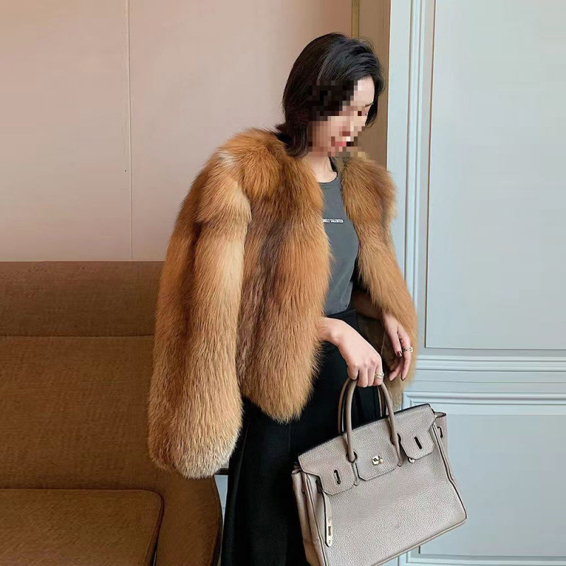 Golden lsland Fox Fur Coat Fur Jacket With Collar Short Silver Fox Fur Coat Arrival Fur Coat For Women 250910