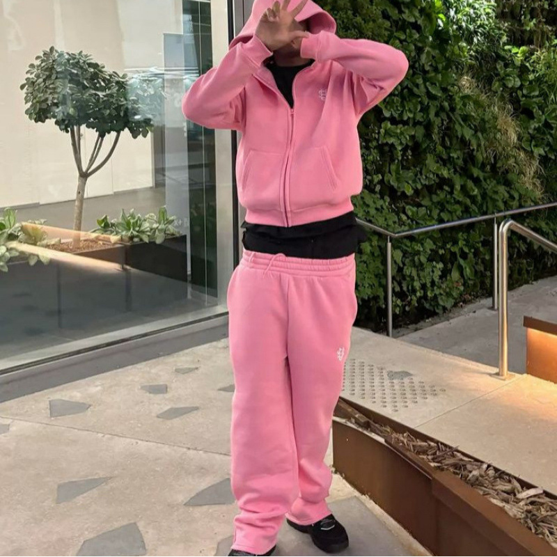 Free Shipping 2026 Hip Hop Style Zipper Tracksuit, New Men/Women Loose Fit Sport Set, Urban Street Fashion Two-Piece - view 6