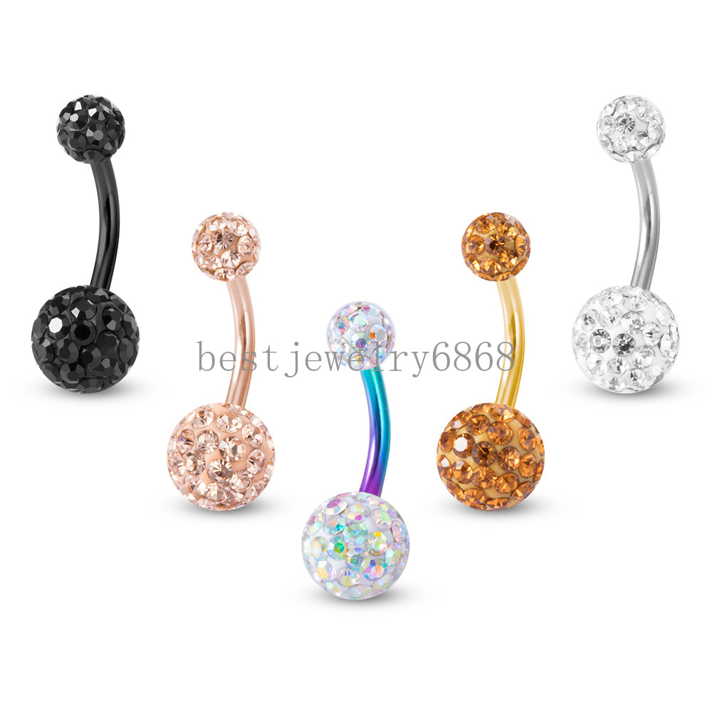 Stainless Steel Belly Button Ring Colorful Mud Ball Piercing Fashionable Personalized Anti-allergy Body Jewelry Accessories