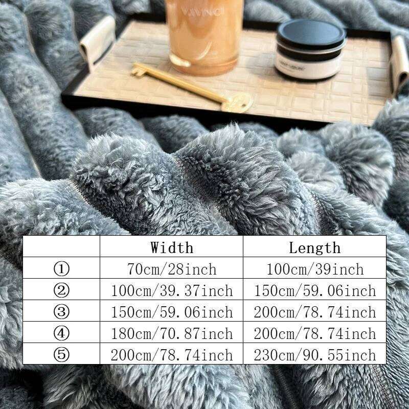 Luxurious Faux Rabbit Fur Throw Blanket Super Soft Thickened Flannel All-Season Multifunctional for Sofa Bed Travel Pet 26N0106