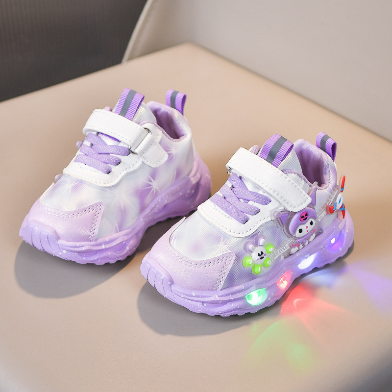 kids trainers led lights mesh breathable childrens sports princess pink purple shoes sneakers