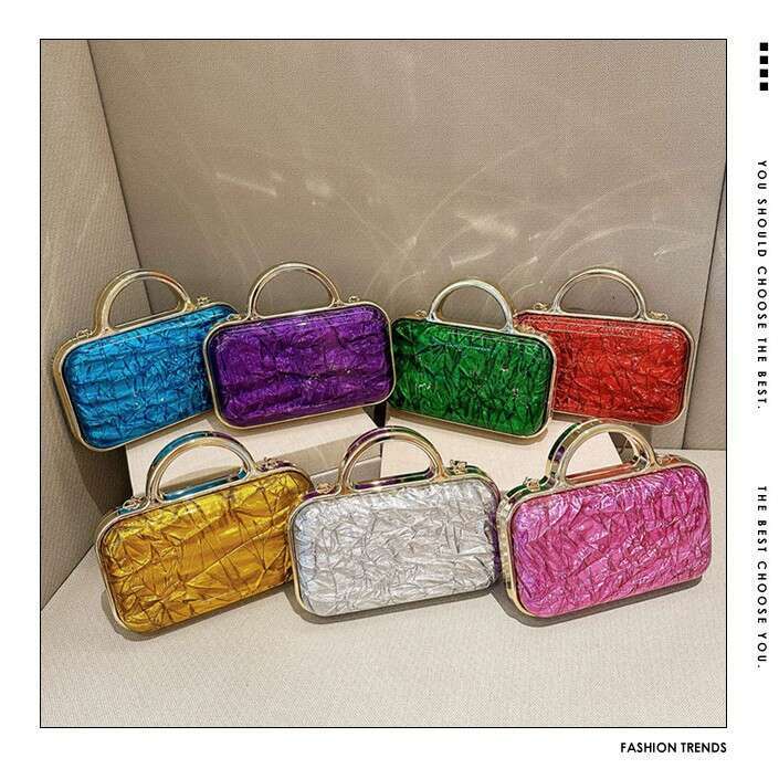Fashion Mini Box Evening Bags For Women Luxury Handbags Purses 2026 New In ABS Plastic Top Handle Chain Strap Shoulder Andralyn