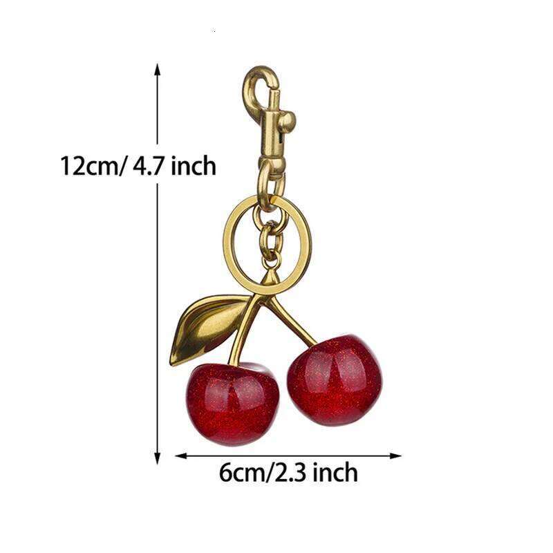 Charm Handbag Keychain for Women's Exquisite Internet-famous Crystal Cherry Bag Accessories High-Grade Pendant XJ260106