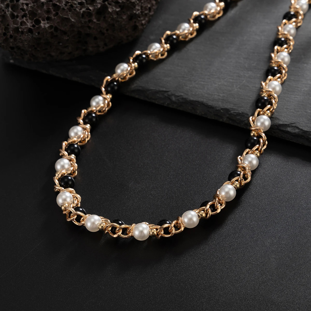 Salircon Punk Pearl Trousers Hipster Pant Jeans Keychain Ring Clip Men Metal Handmade Beaded Waist Chain Jewelry Gifts 260104