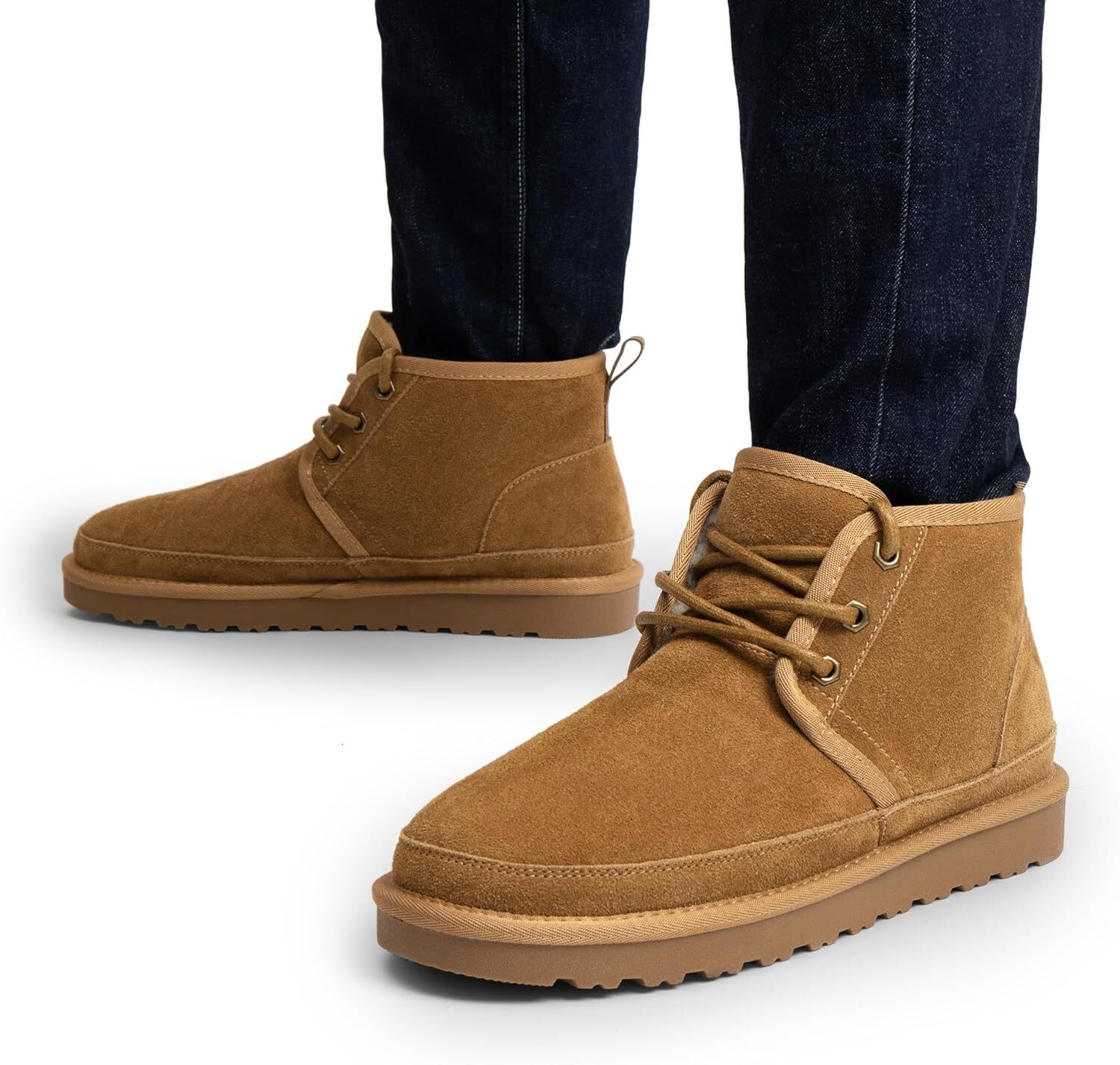 Ddmybear Men S Winter Snow Fuzzygo Cozy Suede Leather Cold Weather Warm Outdoor Casual Ankle Boots