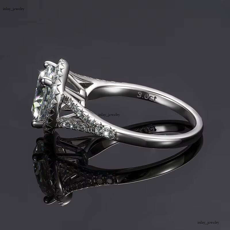 VVS Moissanite High-end Jewelry Eernity 3ct 9mm Silicon Stone 925 Sterling Silver Iced Out Unisex Engagement Ring