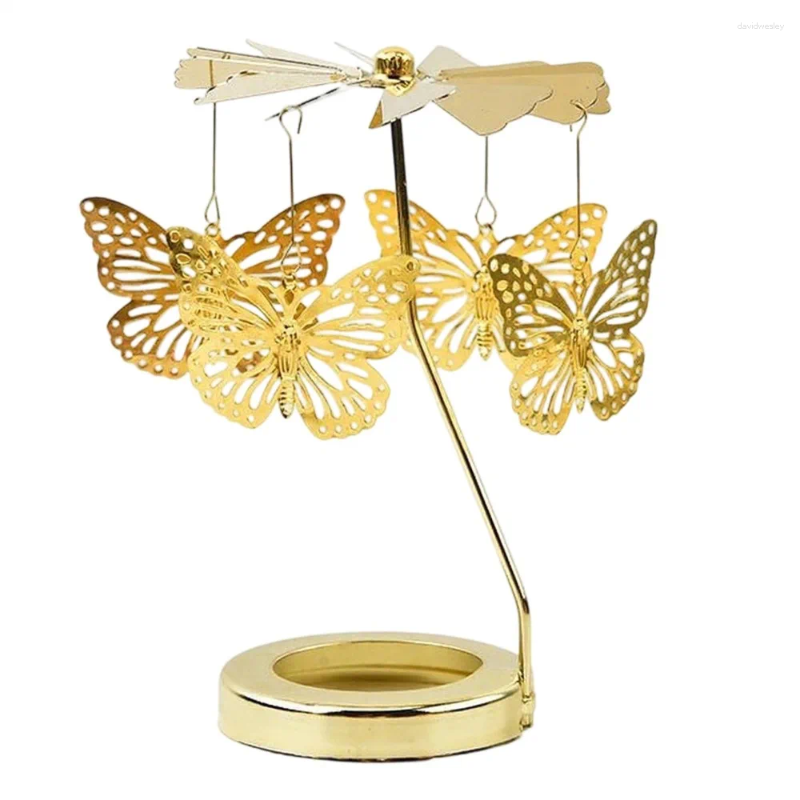 Candle Holders Metal Rotating Holder Mechanism Heat-Powered Rotation Spinner Carousel Elegance Style Transfer Windmill H260310