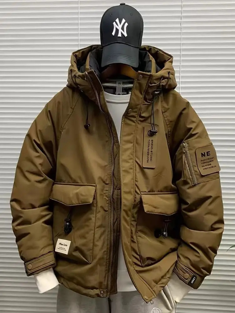 High-end Down Jackets Men Winter Warm Cargo Coat White Duck Down Coat Windproof Pockets Hooded Thick Parkas Canada 260104