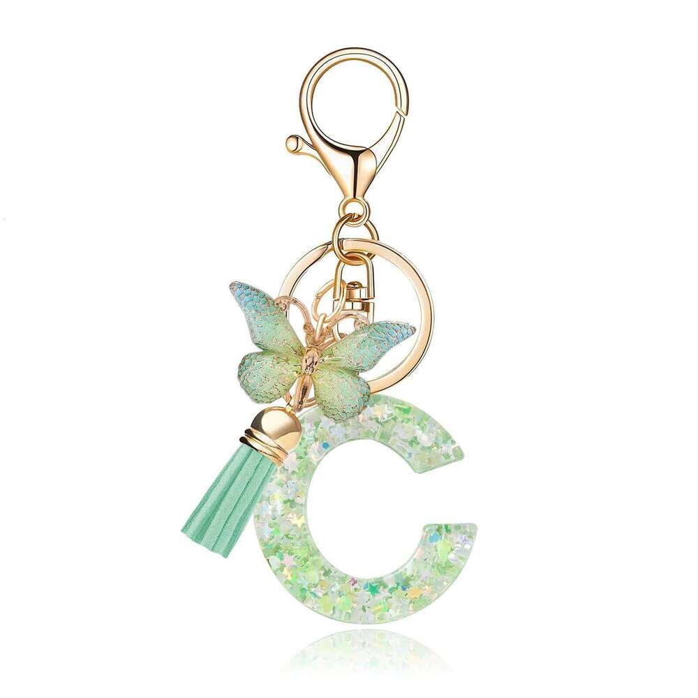 Personalized Resin Butterfly Keychain Letter Pendant Cute Gift for Women Bag Charm & Car Key Accessory XJ260106