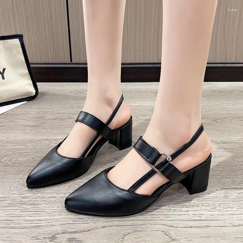 Sandals Women's 2026 Summer Point Thick High Heels Large Size Trendy Fashion Shoes Sandalias De Mujer