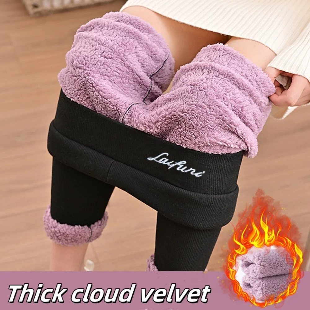 2025 Warm Leggings Fashion Women Letter Print Autumn Winter Adding Thick Pencil Pants Casual Stretchy Fleece Slim Legging 260106