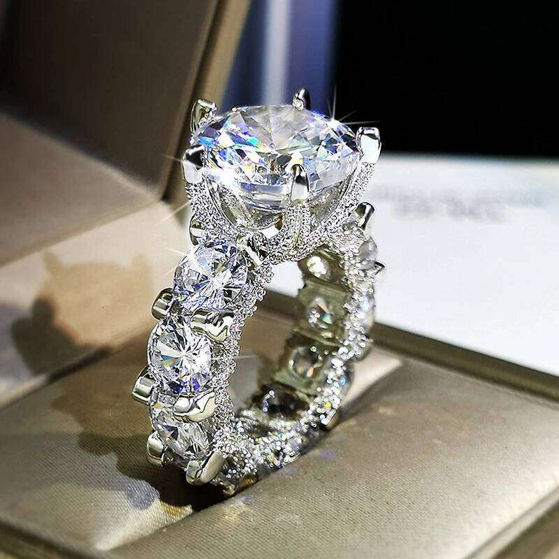 Top Design 925 Stamp Propose Wedding Engagement Ring Princess Inlaid Big Diamond Rings For Gift Girl Friend