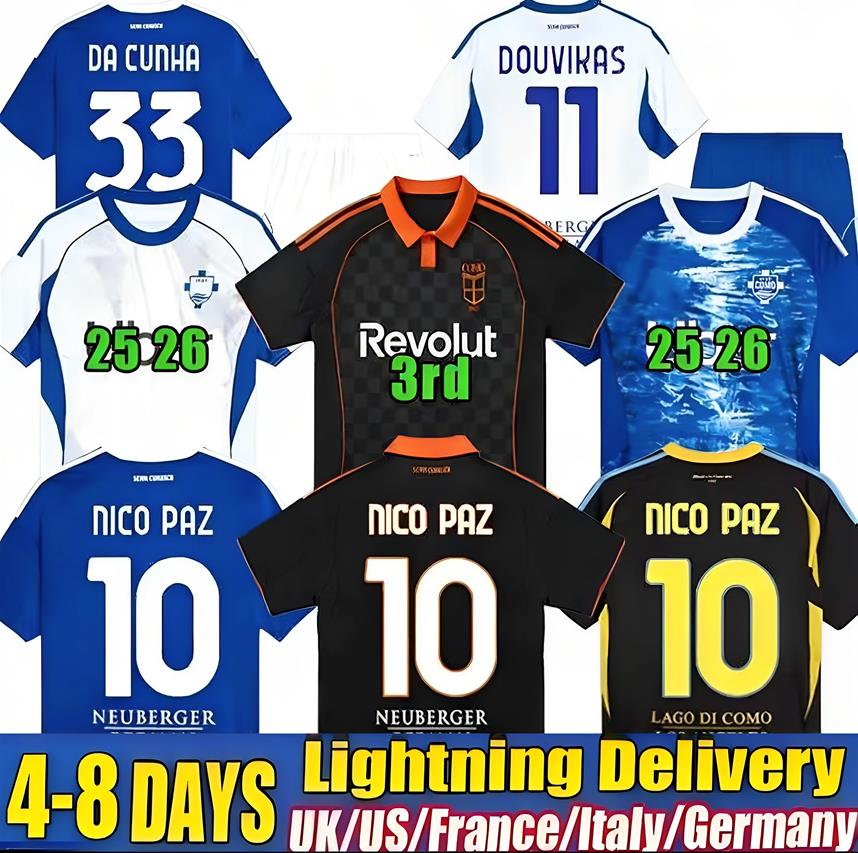 25 26 Como NICO PAZ Soccer Jerseys 2025 2026 PERRONE VERDI BASELLI 24 25 Fourth Special Men Kids football Jersey shirts Kit 888