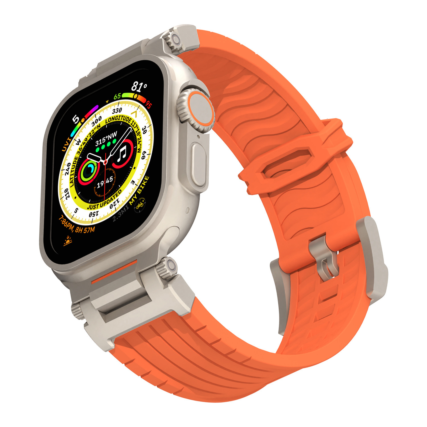 Hot-Selling Mecha Stripe Silicone Strap Compatible with Apple Watch Ultra Explorer