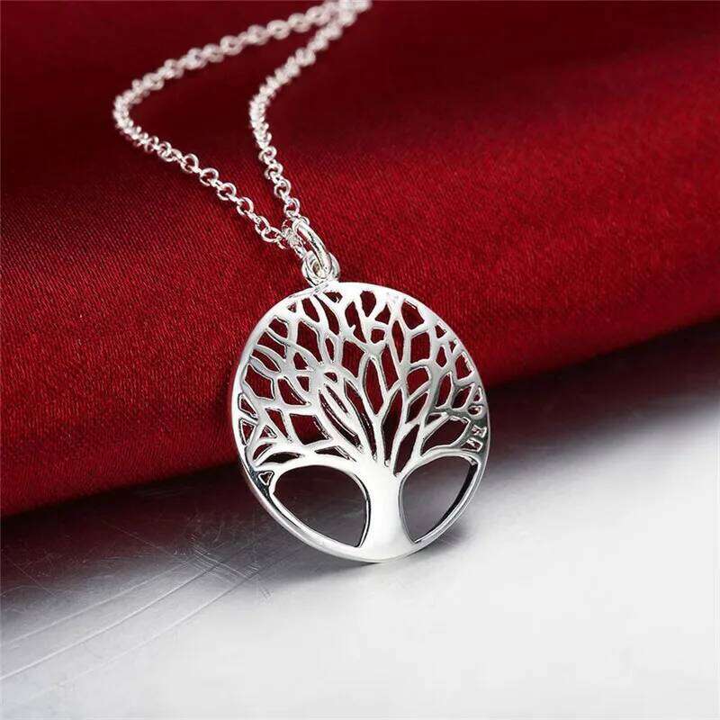 16inch Chain Tree Round Pendant Necklace For Woman Fashion Wedding Engagement Charm Jewelry