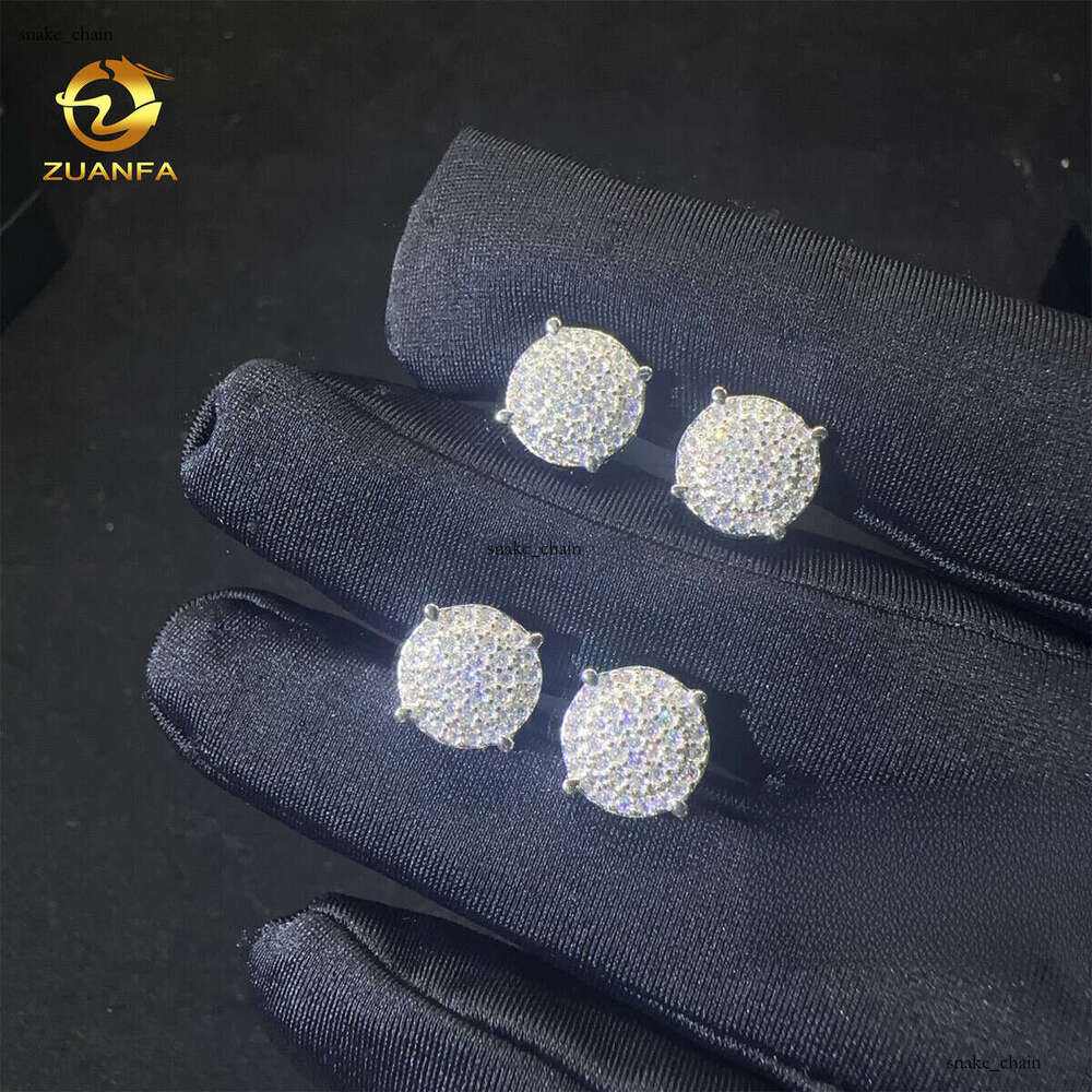 New Arrival Lowest Retail Price Iced Out 925 Sterling Silver VVS1 Sand Stone VVS Moissanite Hip Hop Stud Earrings Men With GRA